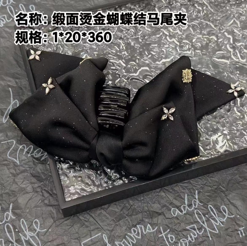 Satin Bronzing Bow Pony Tail Clip