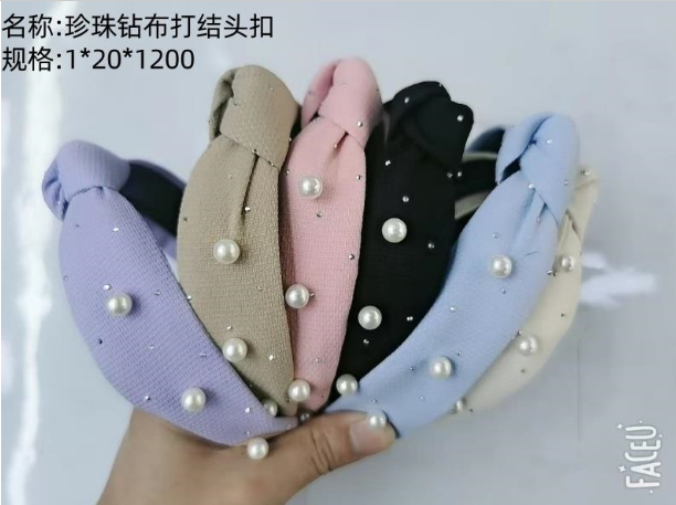 Pearl diamond cloth knot head buckle