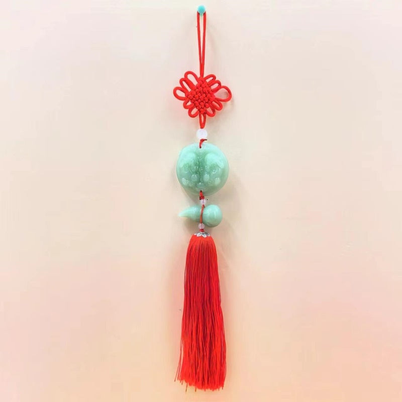 Car hanging, light green jade small gourd pendant