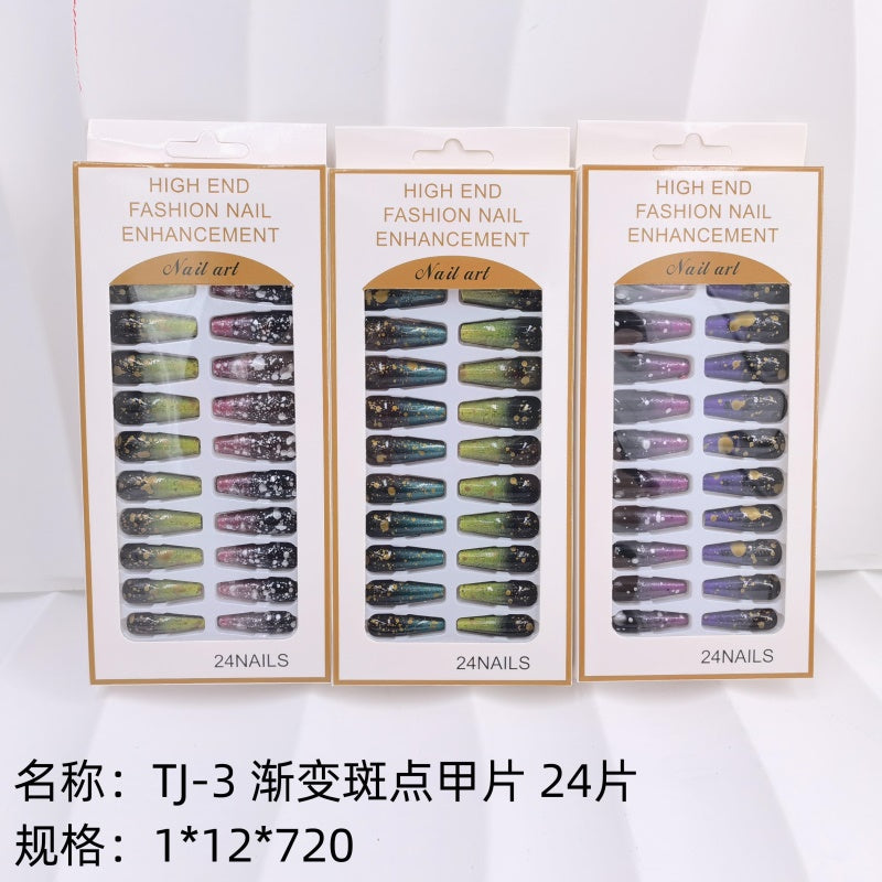 TJ-3 Gradient Spotted Nail Tips, 24 Pieces