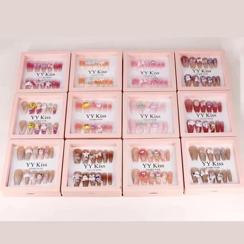 Pink photo frame cartoon nail tips