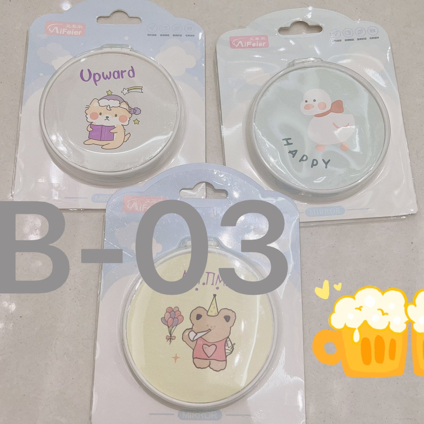 Insert-card Makeup Mirror B-03 Round