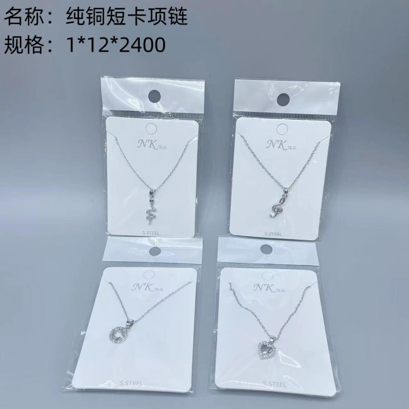 Pure copper short card necklace