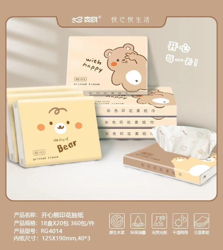 RG4014 Happy Panda Printed Facial Tissue
