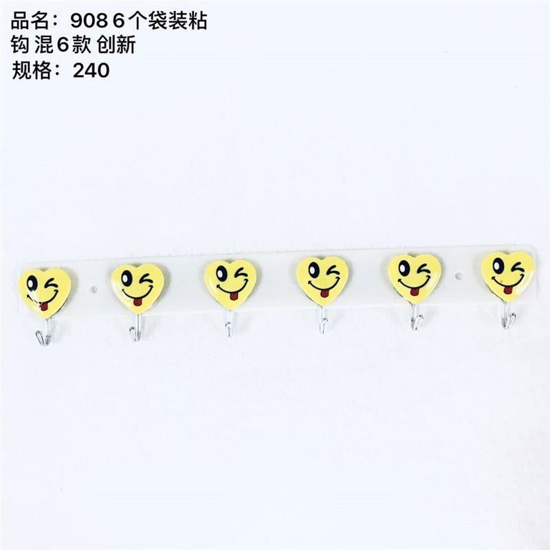 908 6-piece bagged adhesive hooks, 6 mixed styles, discontinued production
