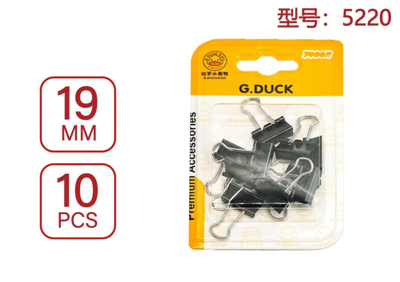 Yellow duck 5220/19mm black long tail clip 10pcs