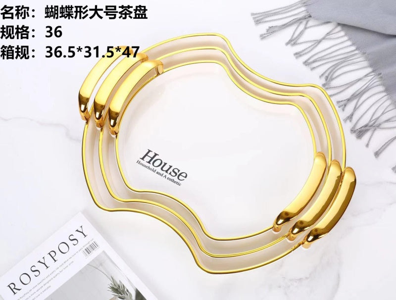 6514-A Butterfly-shaped Large Tea Tray
