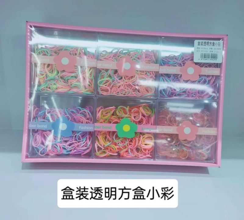 Transparent square box black color rubber band