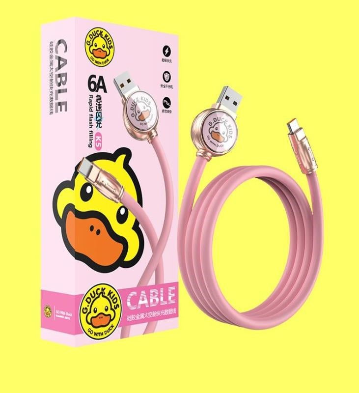 Space Capsule Soft Rubber Fast Charging Cable - Pink (for Huawei)