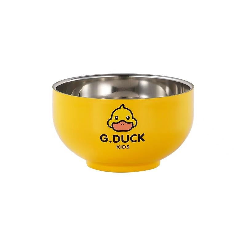 Small yellow duck all-steel double-layer children's bowl (304)
