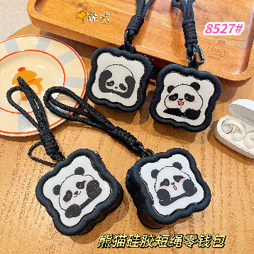 8527 Panda Silicone Short Rope Coin Purse