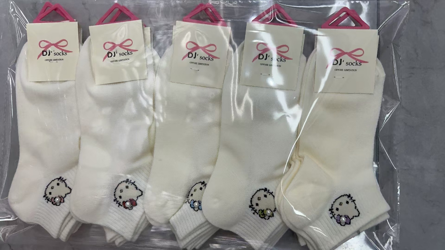 NX Beaded Off-white Ankle Socks