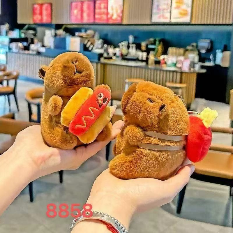 Hamburger - shaped plush keychain