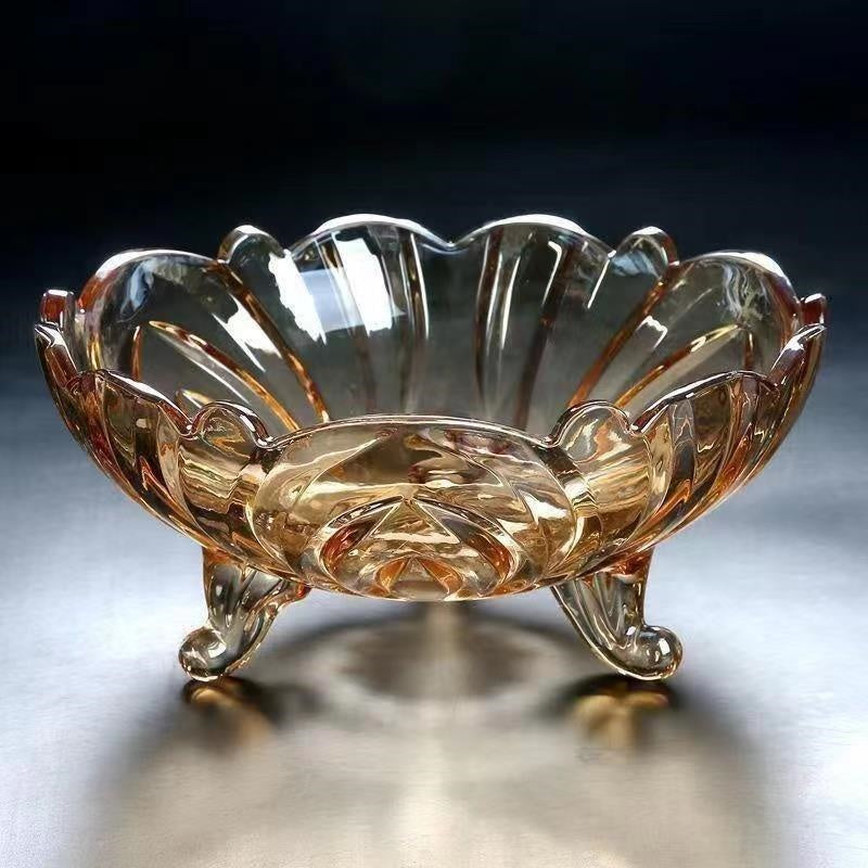 Crystal glass billion three-foot electroplating fruit bucket