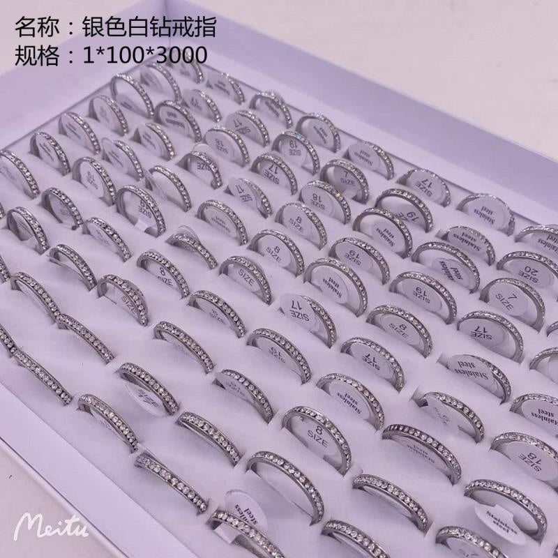 Silver white diamond ring