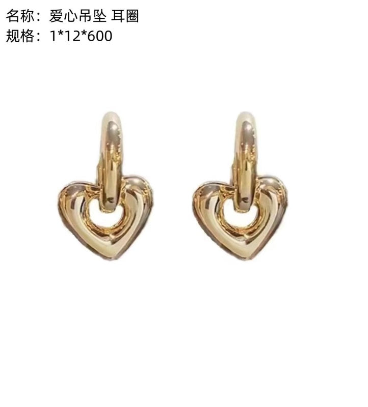 Love - heart pendant, earring hoop