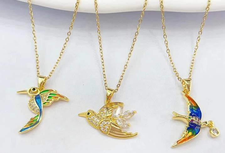 Multicolored Flying Bird Necklace