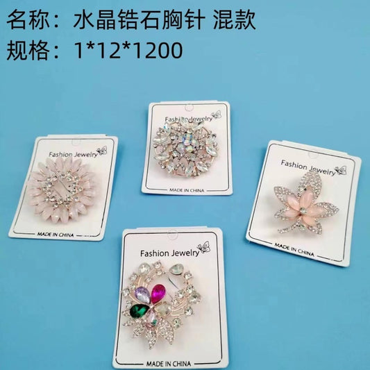 Crystal Cubic Zirconia Brooches, Mixed Styles