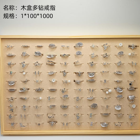 Wooden box multi-diamond ring