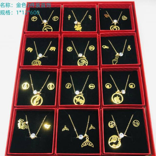 Golden 3-piece jewelry set