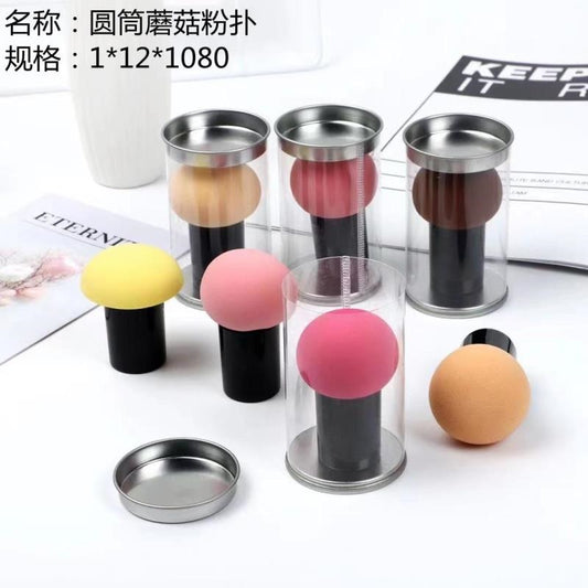 Cylindrical mushroom powder puff