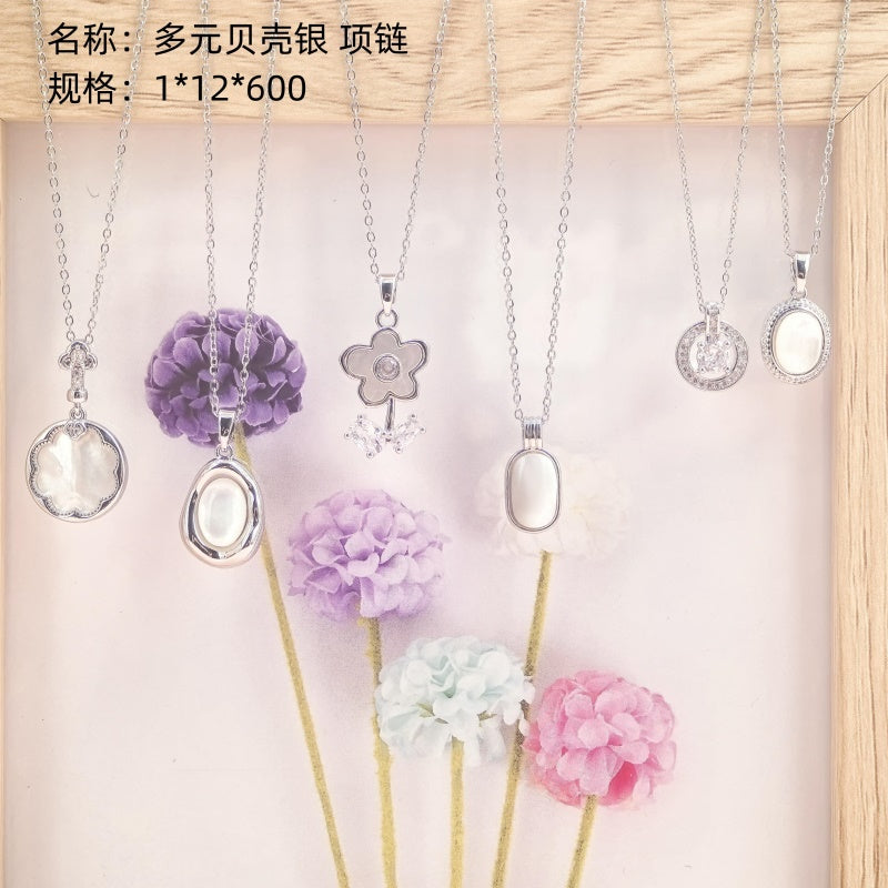 Multicolored Shell Silver Necklace