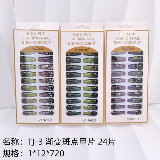 TJ-3 Gradient Spotted Nail Tips, 24 Pieces