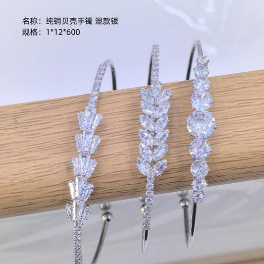 Pure copper cubic zirconia bracelet, mixed style silver