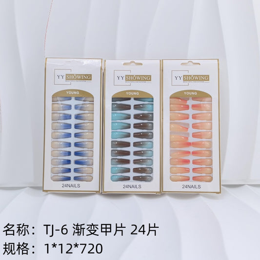TJ-6 Gradient Nail Tips, 24 Pieces