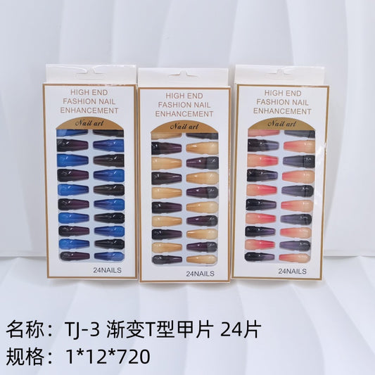 TJ-3 Gradient T-shaped Nail Tips, 24 Pieces