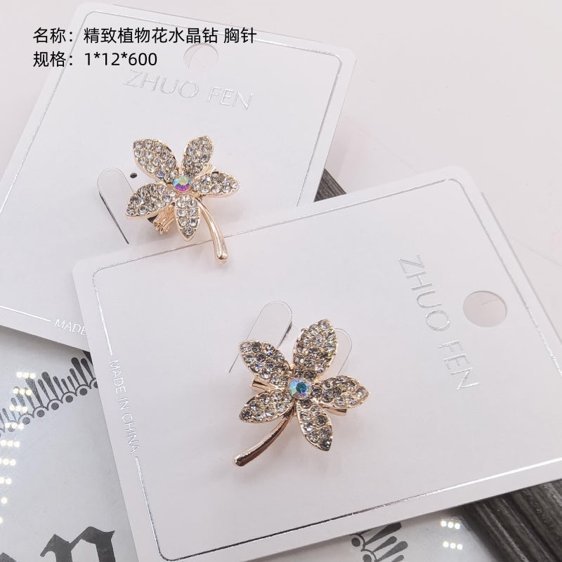 Exquisite Plant Flower Crystal Diamond Brooch