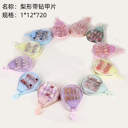 pg-888 pear-shaped diamond-studded nail tips