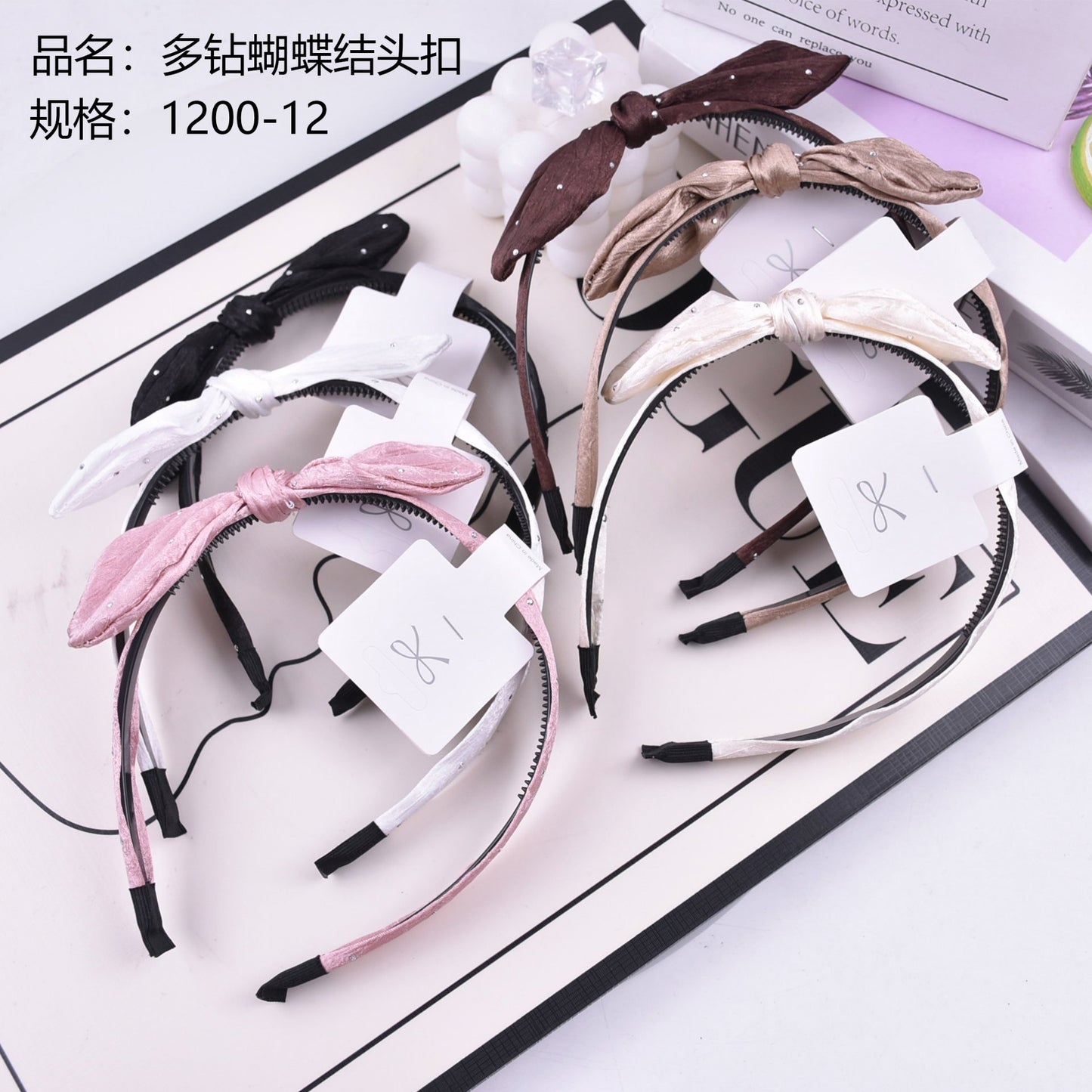 Multi - rhinestone bow - shaped hair buckle