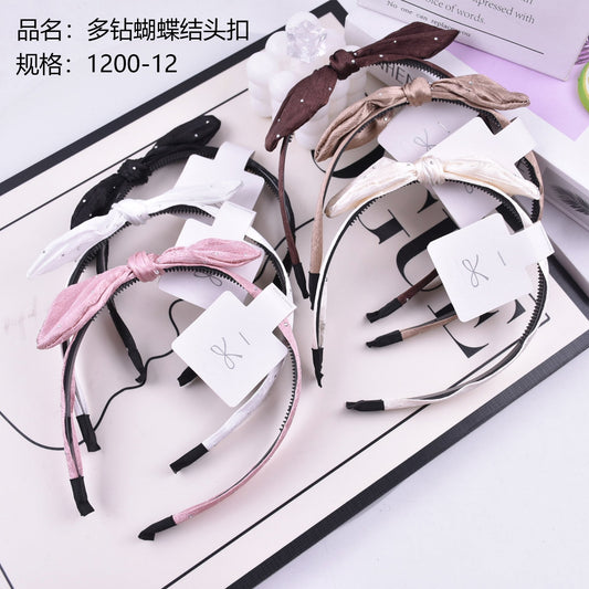 Multi - rhinestone bow - shaped hair buckle