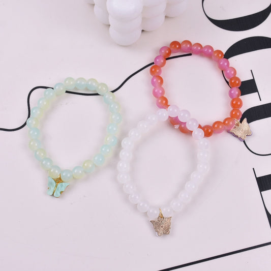 Two-color bead butterfly bracelet