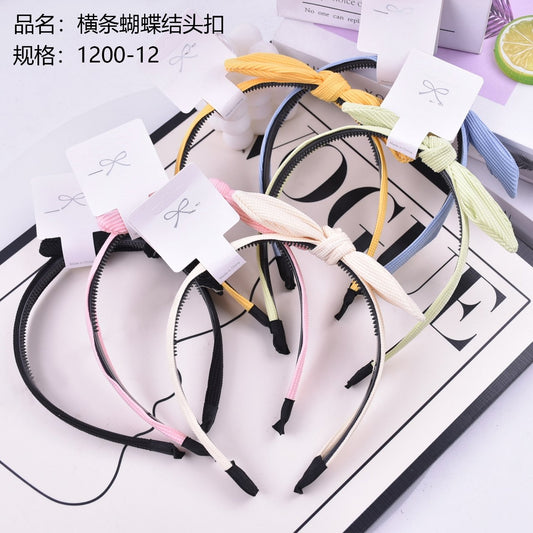 Horizontal stripe bow hair buckle