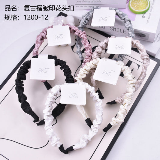 Vintage pleated printed head buckle