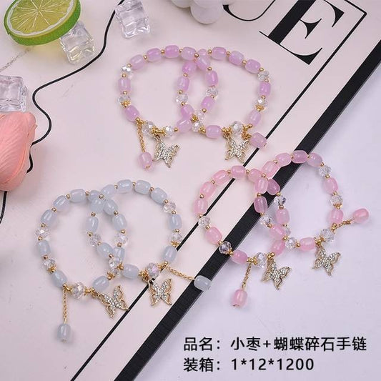 Small jujube + butterfly broken stone bracelet