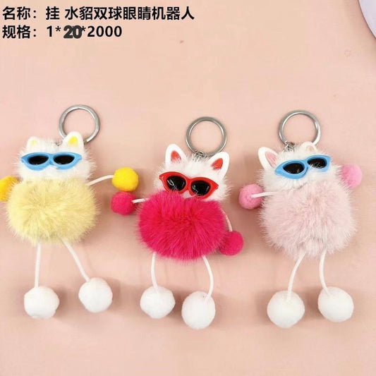 Hanging mink double - ball - eyed robot