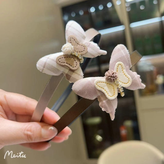 Cotton checkered butterfly head buckle