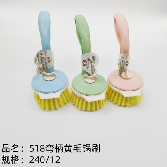 518 curved handle yellow hair pot brush
