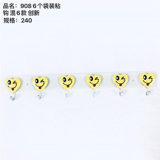 908 6-piece bagged adhesive hooks, 6 mixed styles, discontinued production