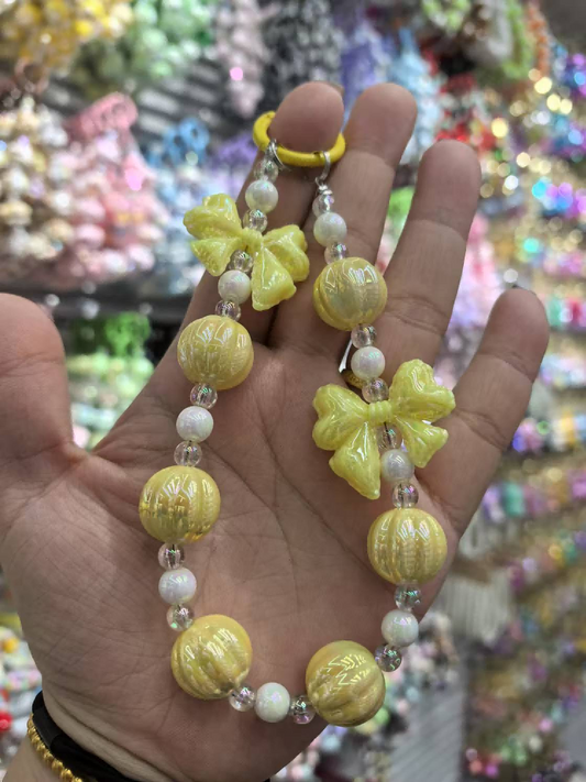 Pumpkin bead double - knot bracelet