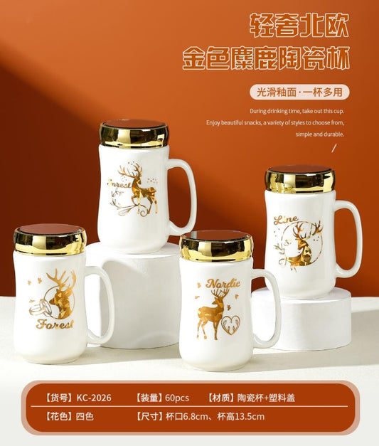 Taza de cerámica de alce dorado 2026 