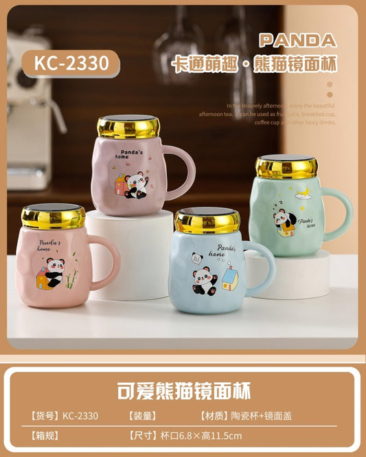 Taza de cerámica con espejo de panda 2038 