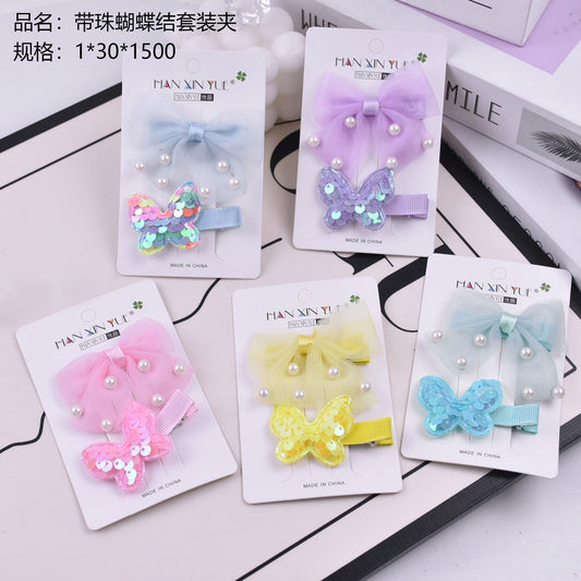 Bowknot set clip with beads