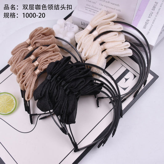 Double - layer brown bow - tie head buckle