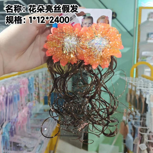Flower shiny silk wig