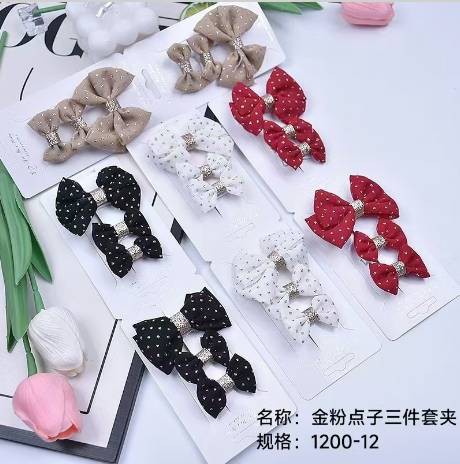 Gold powder dot three-piece clip