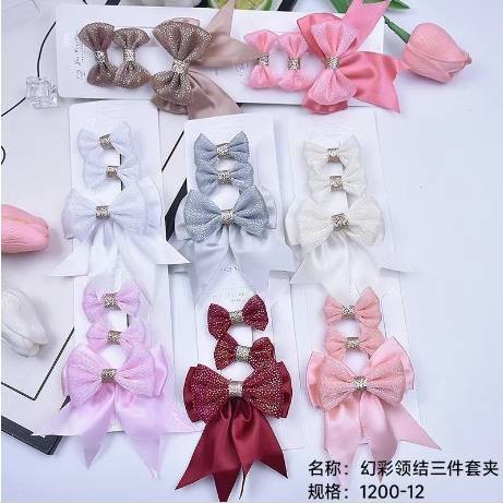 Fantasy color bow tie three - piece clip set